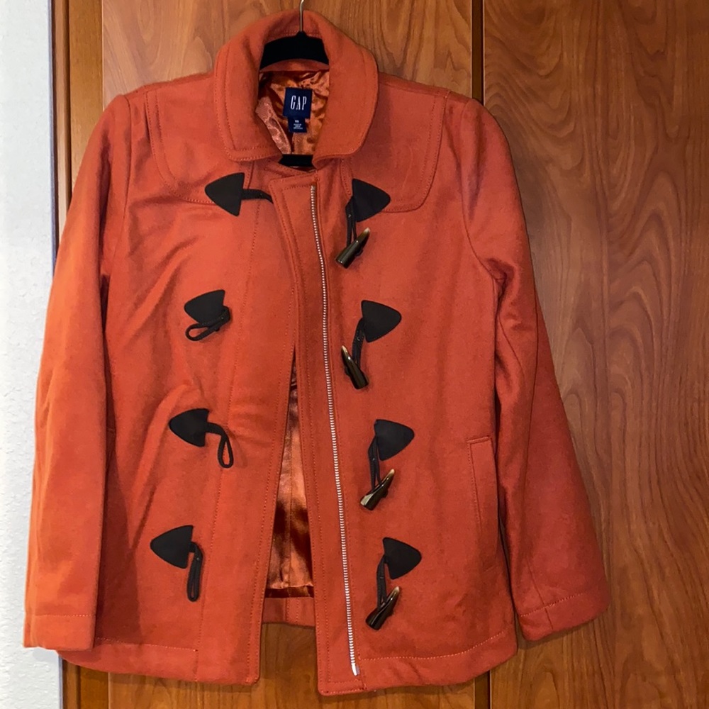 Xs gap deep orange wool pea coat jacket